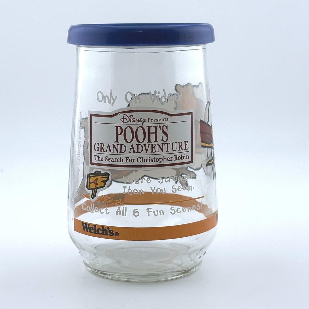 Vintage 1994 Welch's Disney Pooh's Grand Adventure Jelly Jar Glass With Lid